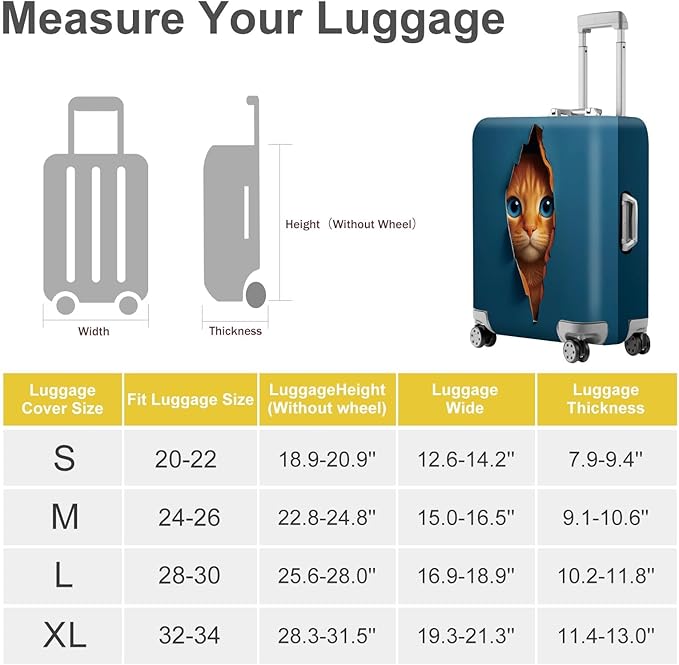 ANNA QUEEN 3D Cat Face Luggage Cover, Cute Peek Cat Suitcase Protector, Stretchable Washable Cover for 32-34 Inch Luggage
