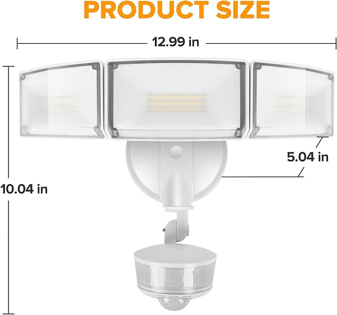 LUTEC 2 Pack 74W 8000 Lumen Motion Sensor Outdoor Lights, 5000K Daylight, IP65 Waterproof Flood Lights Outdoor with Night Light, Dusk to Dawn Motion Detector LED Security Light for Garage, Yard-White