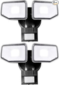 40W LED Security Lights Motion Sensor Light Outdoor, 180 Degree, 4000LM Motion Security Light, 5000 K, ETL Water Resistant, Clear 2 Head Motion Detector Flood Light for Garage, Yard 2-Pack (Black)