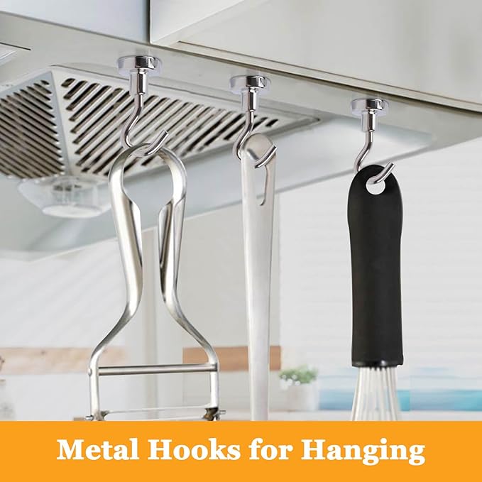 30Pcs Super Strong Magnetic Hooks, 25lbs Magnetic Hook Heavy Duty for Hanging, Rare Earth Neodymium Magnet Hooks, for Cruise Ship Camping Grill Kitchen Fridge Garage Wall