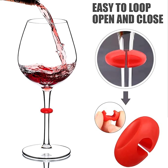 Floating Wine Glasses for Pool with Charms Tags, Shatterproof Poolside Wine Glasses, Floating Cup With Stem, Drinking Glasses for Pool, Unbreakable Wine Cup & BPA-free (16 Oz, Set of 4)