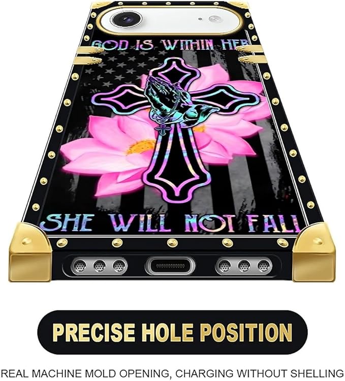 for iPhone 17 Air Case Luxury Golden Decoration for Girl Women Soft TPU Shockproof Protective Hard PC Back for iPhone 17 Air Crazy Pattern Praying Cross Hands