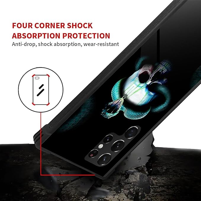 for Samsung Galaxy S22 Ultra Case, Skeleton Winding Snake Pattern Graphic Design Girl Boy Soft Silicone Hard Acrylic Shock Protection for Samsung Galaxy S22 Ultra