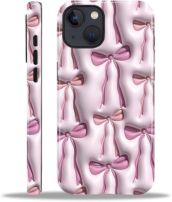 for iPhone 15 Case,HL2 Abstract Ribbons Bows Hybrid 2 Layer Hard Shell Silicone Protective Pattern Design Case