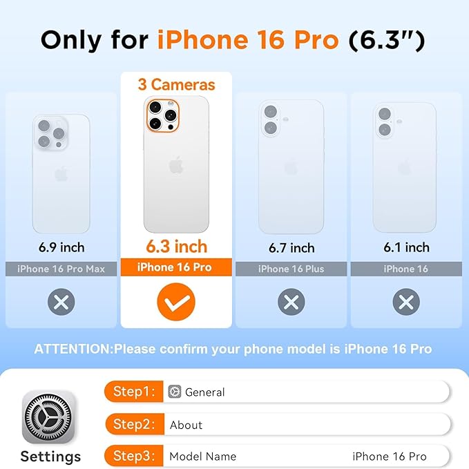 WIFORT for iPhone 16 Pro Waterproof Case, [IP68 Underwater] [Blue Light Filter Lens] [15FT Military Shockproof], Fit for Magsafe Full Body Magnetic Frosted Phone Case with Lanyard, 6.3" Black