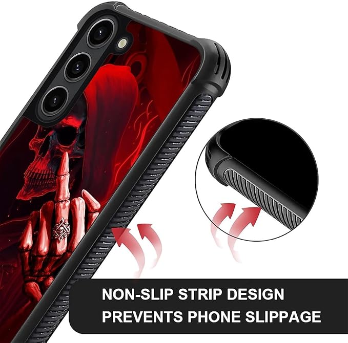 for Samsung Galaxy S23 Plus Case, Gestures Funny Skull Pattern Graphic Design Girl Boy Soft Silicone Hard Acrylic Shock Protection for Samsung Galaxy S23 Plus