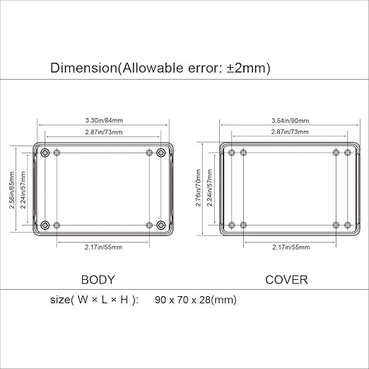 LeMotech Project Box 10 Pieces ABS Plastic Electrical Project Case Small Junction Box for Electronics White 3.54 x 2.75 x 1.10 inch (90 x 70 x 28 mm)