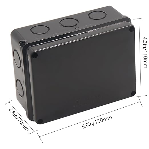 Electrical Box, 2PCS Outdoor Waterproof Box IP65 Junction Box with Reserved Holes,ABS Plastic Project Box Power Cord Enclosure Black 5.9 x 4.3 x 2.8 inch(150x110x70mm)