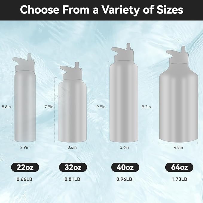HASLE OUTFITTERS Insulated Water Bottle 22 oz Double Wall Stainless Steel Water Bottle Wide Mouth with Straw Lid & Spout Lid Keeps Cold or Hot(Yellow Orange Gradient,1)