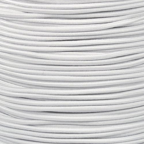 Paracord Planet 1/8-Inch Shock Cord for Replacements, Repairs, and Outdoors – White (10 ft)