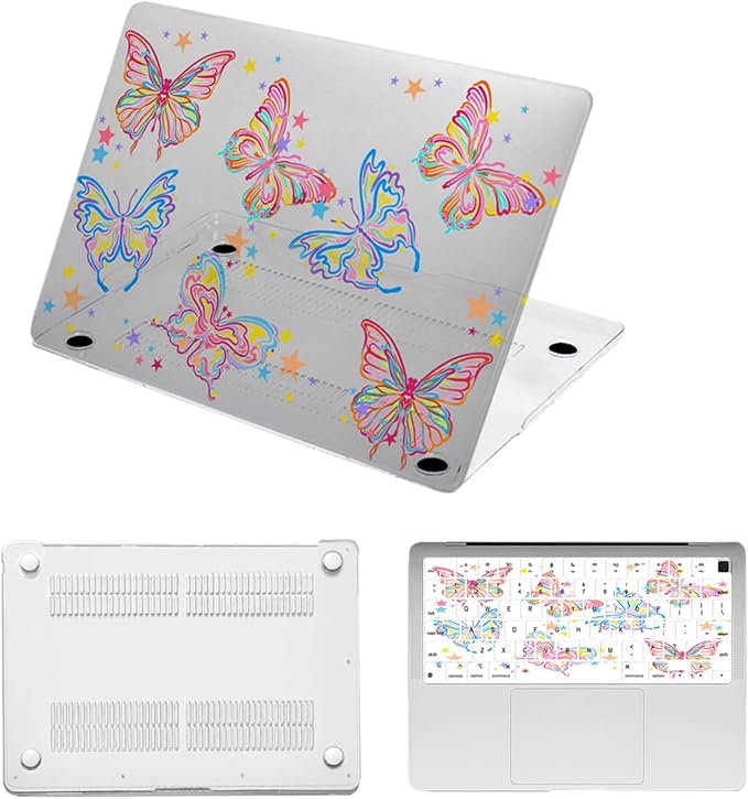 Laptop Case for New MacBook Pro 13 inch M1 M2 2016-2022 Release (Model A2338 A2289 A2251 A2159 A1989 A1708 A1706),Arts Pro 13.3" Hard Case Cover & Keyboard Cover,Colorful Butterfly