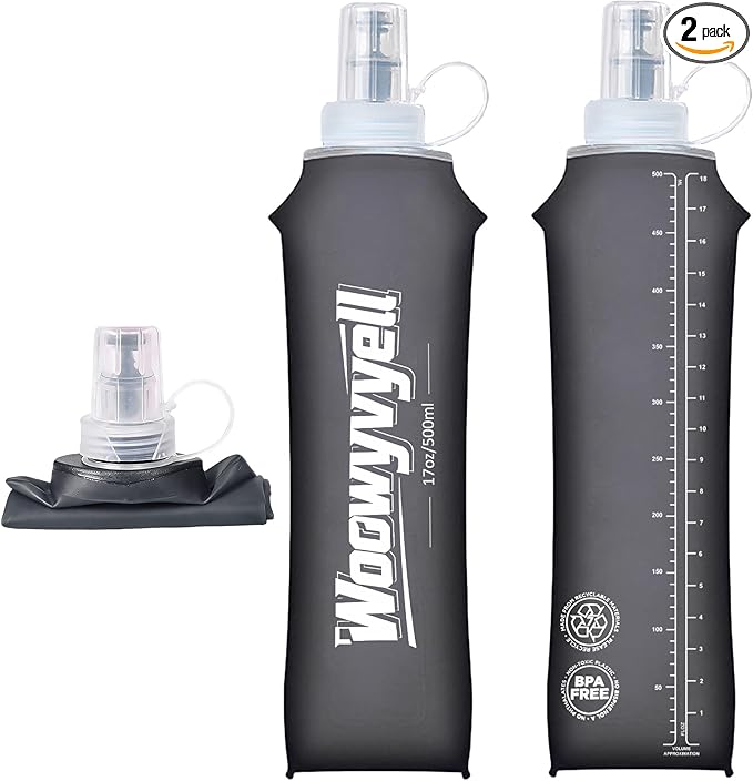 Running Vest Soft Flask, 2PCS BPA-Free 500ml Collapsible Water Bottle for Hydration Backpack, Collapsible Water Bottles for Marathon Hiking Cycling Climbing