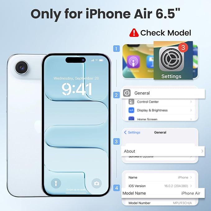 Mitywah Waterproof Case for iPhone Air, Military Grade Rugged Metal Case with Built-in Screen Protector, Heavy Duty Full Body Shockproof Protective Cover for 17 Air 6.5 inch, Silver