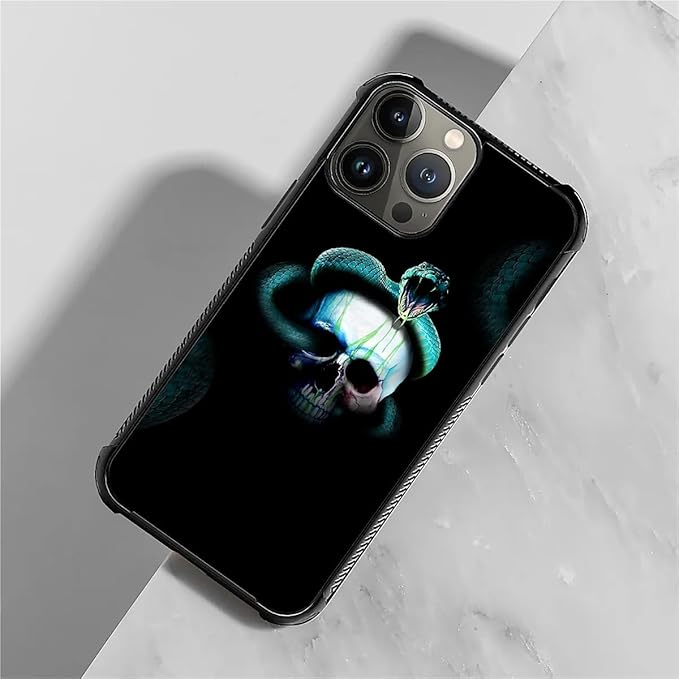 for iPhone 15 Pro Case, Skeleton Winding Snake Pattern Graphic Design Girl Boy Soft Silicone Hard Acrylic Shock Protection for iPhone 15 Pro