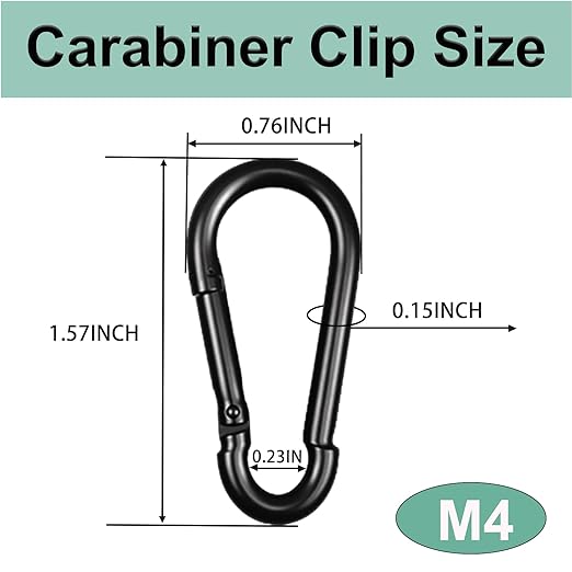 Black Carabiner, Heavy Duty Galvanized Steel Spring Snap Hook Carabiner Clips with 120LBS Holding Capacity, Ideal for Outdoor, Hammock, Swing and Travel (10PCS M4 1.6Inch)