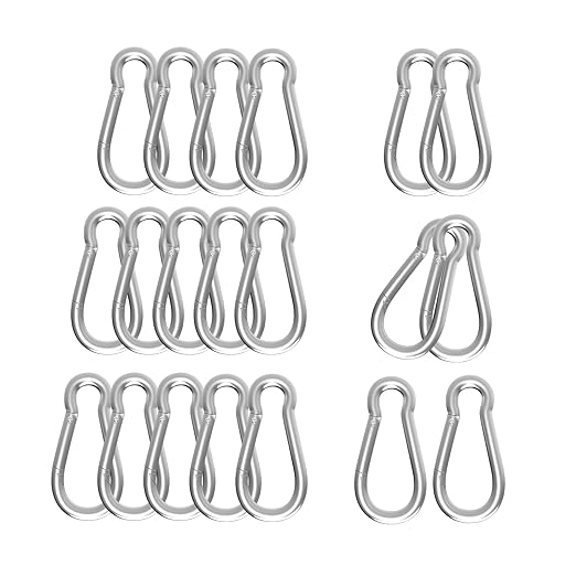 Carabiner, Heavy Duty Galvanized Steel Spring Snap Hook Carabiner Clips with 120LBS Holding Capacity, Ideal for Outdoor, Hammock, Swing and Travel (M4 1.57Inch, 20PCS)