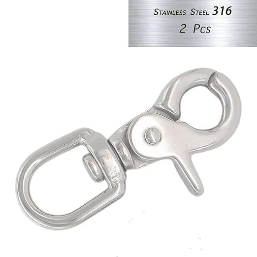 1 PCS 316 Stainless Steel Swivel Trigger Snap Hooks, 2.65” Heavy Duty Clips, 130 lbs Capacity - Marine Grade, Anti-Rust, Multipurpose Lobster Claw Clasps for Pet Leashes, Bags, and Cameras