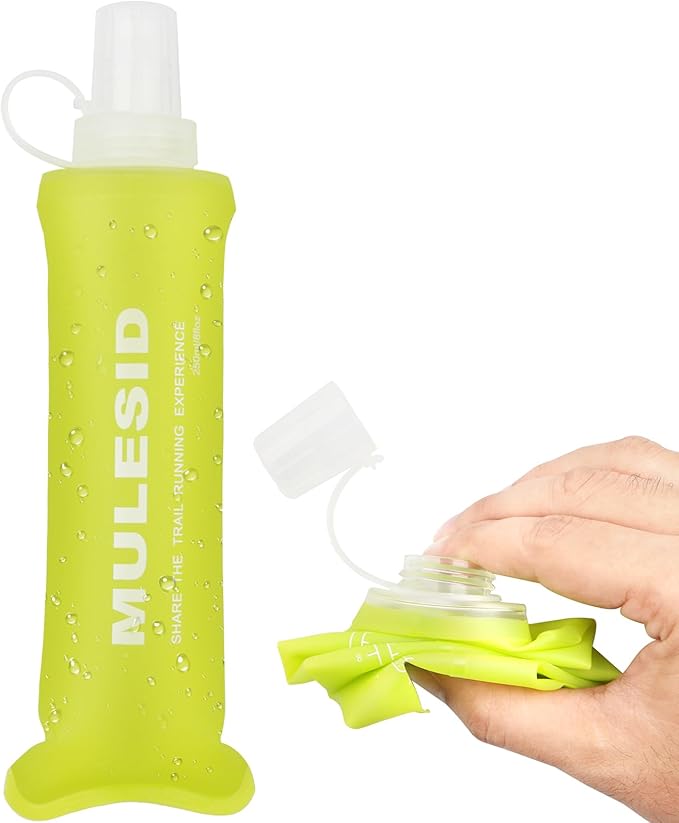 Soft Flask Running Bottles Collapsible Water Bottle Foldable for Traveling Running Vest Collapse Hydration TPU 250ml for Runner(250ml-Pack of 2)