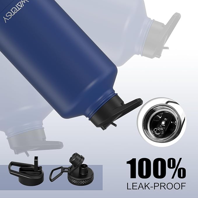 87oz Insulated Water Bottle (Cold for 48 Hrs),BPA Free&Leak Proof,1.5 Gallon Stainless Steel Water Flask,Water Jug with Straw Spout Lids for Gym,Hiking,Camping,Deep Blue