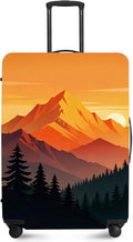 Retro Mountain Landscape Sunset Travel Luggage Cover -Stretchable Airplane Suitcase Protector Sleeve,Universal Washable Fit for 28-30 Inch Checked Baggage,Water Resistant Durable Luggage Protector