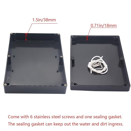 1 Pack Project Box IP65 Waterproof Junction Box ABS Plastic Black Electrical Boxes DIY Electronic Project Case Power Enclosure 11.42x8.27x2.48 inch (290 x 210 x63 mm)