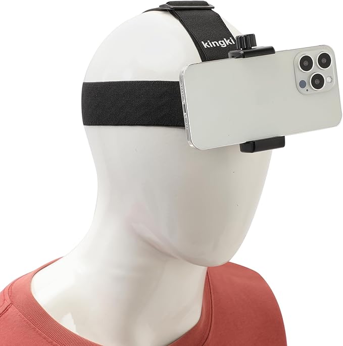 Head-Mounted Mobile Phone Holder,First-Person View Video Outdoor Live Shooting Bracket with Phone Clip(4"-7") for iPhone Samsung Smartphones and GoPro Insta360 Sony DJI Action Camera Head Mount Strap