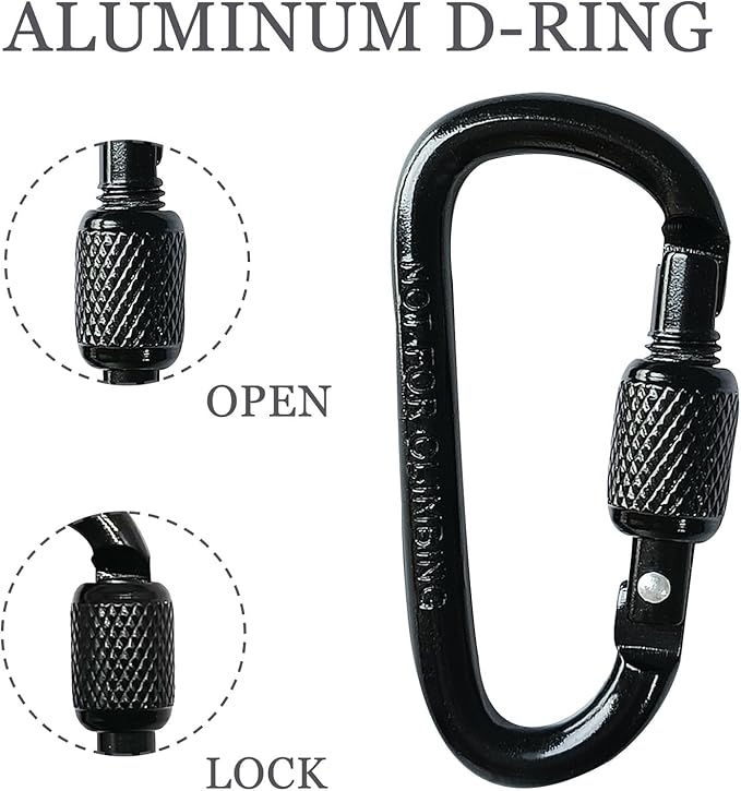 YUCHIYA 8 Pack D-Shape Carabiner Clasp with Screw Gate, 2.2 Inch Mini Keychain Clip Key Chain Buckle, Aluminum Alloy Keyrings Hook for Outdoor Hiking not for Climbing