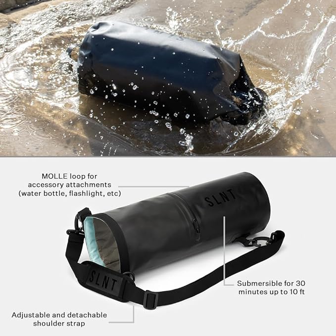 SLNT Waterproof Faraday Dry Bag - 420D Waterproof Nylon Signal Blocking Backpack - Protects Electronics from Water, Spying, Hacking - Blocks RFID, WiFi, Bluetooth, NFC, Cellular, GPS, EMF (5 Liter)