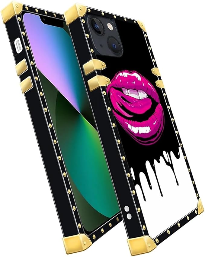 Compatible with iPhone 13 Case, Black White Red Slap Sexy Luxury Golden Decoration for Girl Women Soft TPU Shockproof Protective Hard PC Back for iPhone 13