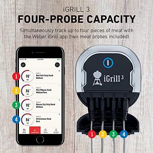 Weber iGrill 3 Grill Thermometer – App‑Connected Smart Meat Thermometer with 4‑Probe Capacity & Bluetooth Monitoring - 250-Hour Battery Life - Image 5