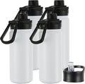 16 oz Insulated Water Bottle with Straw Lids, Stainless Steel Kids Water Bottles for School, Double Wall Vacuum Metal Water Bottle with Straw & Wide Mouth Lid, Polar 4 Pack