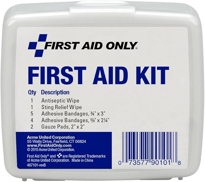 First Aid Only PhysiciansCare On-The-Go Emergency First Aid Kit for Home, Work, and Travel, 13 Pieces (Antiseptic Wipes, Sting Relief Wipes, Gauze Pads, Bandages) (Pack of 6)