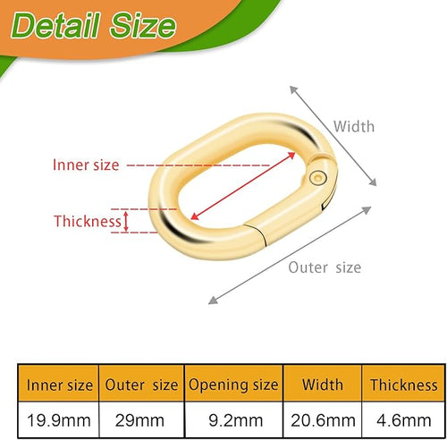 10Pack 3/4 Inch Small Oval Carabiner, Metal Spring Tiny Carabiner Clips for Paracord Keychain Lanyard, Car Key Rings, Dog Tag Clip, Pets Collar Buckles, Purse Keychain Replacement (Light Gold)