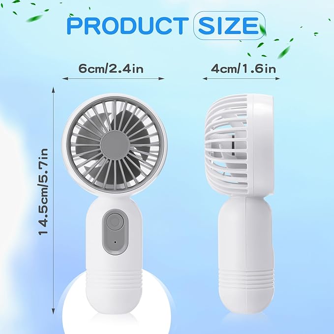 Rossesay 6 Pcs Mini Portable Fan Bulk Cute Handheld Lightweight Small Little Personal Hand Eyelash Fan 3 Speeds USB Rechargeable for Women Men Indoor Outdoor Makeup Travel (Black and White)