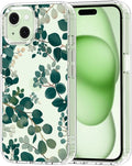 MOSNOVO Case for iPhone 15 Plus/iPhone 14 Plus, [Buffertech 6.6ft Military-Grade Drop Protection] [Anti Peel Off Tech] Clear TPU Bumper Phone Case Cover Design - Eucalyptus