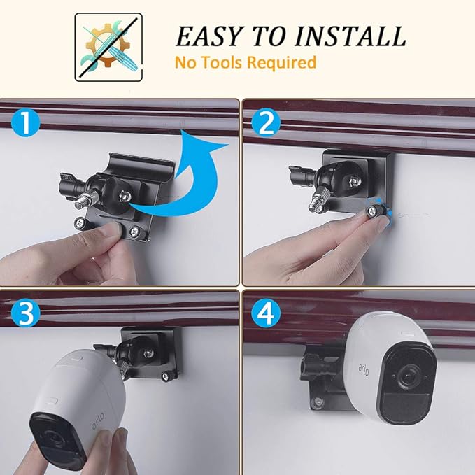 HOLACA [Upgraded Version] Vinyl Siding Clips for Arlo Ring Security Camera, Siding Cam Hanger Hooks for Mounting Home Security System, Weatherproof Stainless Steel Material (1 Pack, Black)
