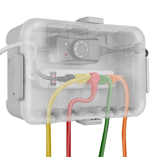 Flemoon Large Outdoor Electrical Box with Transparent Lid, IP54 Waterproof Box with Clear Cover, Weatherproof Extension Cord Cover for Photocell Light Sensor Timer, Power Strip, Outlet, Plug, Socket