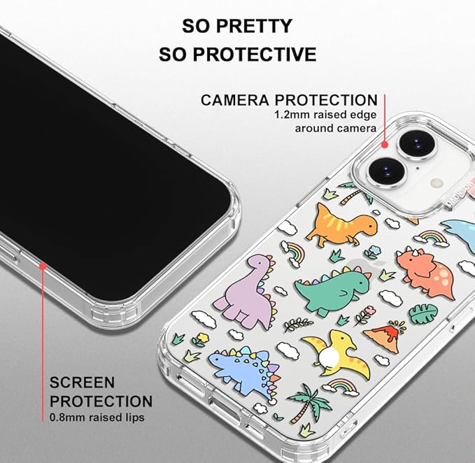 MOSNOVO for iPhone 17 Case | Military Grade 6.6ft Drop Tested | Camera Control | Clear with Dinosaur Land Design