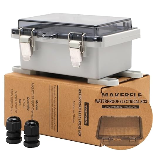 MAKERELE ABS Plastic Small Outdoor Waterproof Box Clear Hinged Shell Outdoor Universal Project Enclosure with Transparent Cover 5.9×3.9×2.8 inch(150×100×70mm)