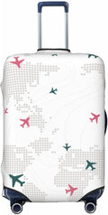 Luggage Cover with World Map and Airplane Print, Elastic Travel Suitcase Protector for Suitcase (Fits 22-24 Inch Luggage)