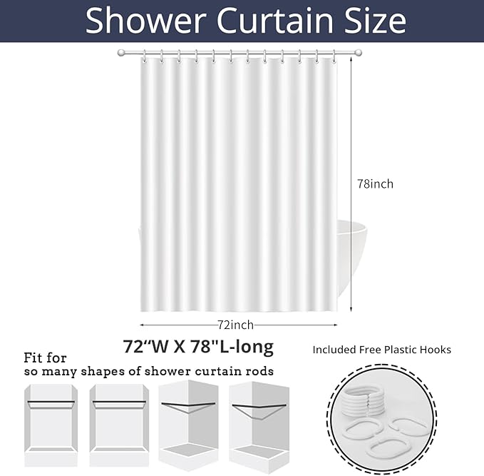 Rainbow Shower Curtain, Children Colorful Rainbow Kid Girls Cute Bathroom Curtain Waterproof Fabric Machine Washable with Hooks, 72" Wx78 L