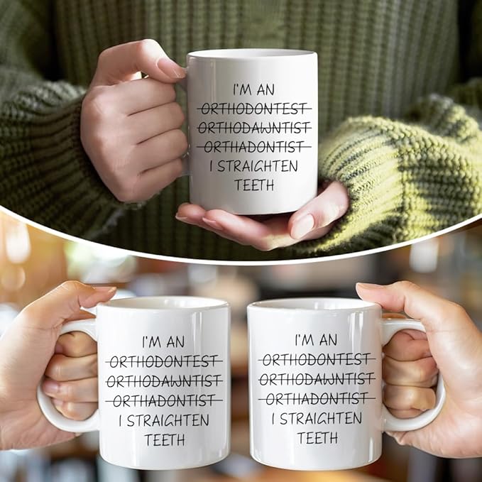 RZHV I Am Orthodawntist I Straighten Teeth 11 Oz Novelty Mug, Funny Coffee Mug for Dentist, Humour Office Gifts for Dental Hygienist Dentist Assistant, Grad Gifts for Dental Student