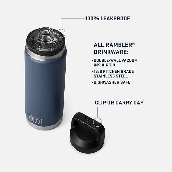 YETI Rambler 26 oz Bottle, Vacuum Insulated, Stainless Steel with Chug Cap, Stainless