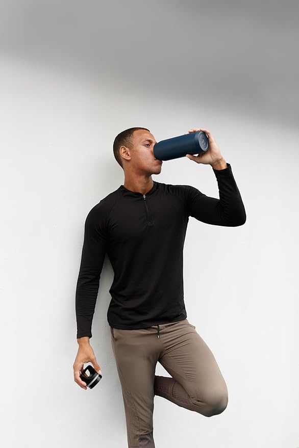 ZULU Base 40oz Stainless Steel Water Bottle with 3 Lids- Straw, Chug, Twist | Double Walled and Vacuum Insulated Metal Thermos | For Gym, Outdoor | Built in Carry Loop, Dishwasher Safe, Navy