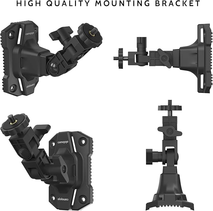 Camojojo Trail Cameras Mounting Bracket with 1/4" -20 Threaded Insert 360°Rotating Adjustable Holder for Outdoor Hunting Gear Accessory, Game Camera Holder Monitor Stand Hunting Camera Kit (2 Pack)