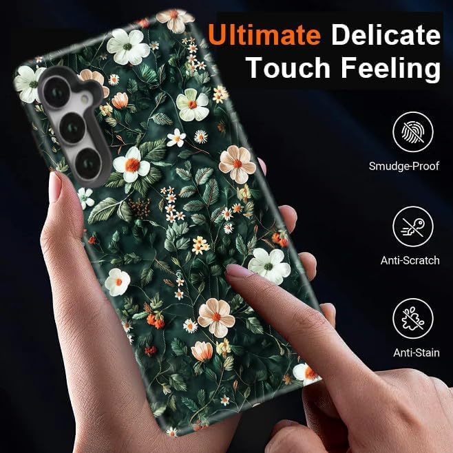 Compatible for Samsung Galaxy S25 Plus 5G Case, Dual Layer Heavy Duty 2 in 1 Shockproof Protective Phone Case,Floral Elegance