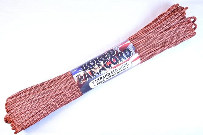 BORED? PARACORD! 550 lb Paracord – Ideal for Crafting, DIY Projects, Camping, Military & Active Outdoors – 300+ Colors – Tactical Parachute Cord Type III – Strong - Orange Diamonds 50 Feet