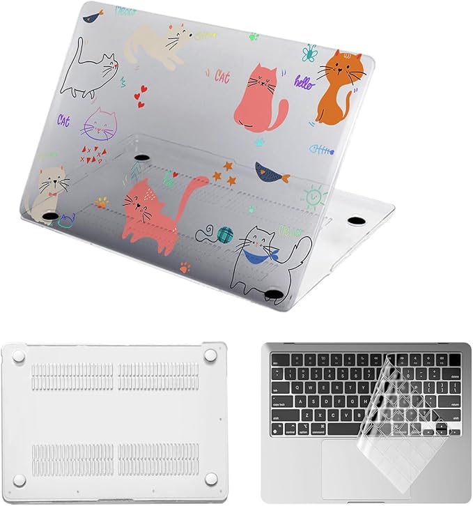 Laptop Case for New MacBook Pro 13 inch M1 M2 2016-2022 Release (Model A2338 A2289 A2251 A2159 A1989 A1708 A1706),Arts Pro 13.3" Hard Case Cover & Keyboard Cover,Cat & Star