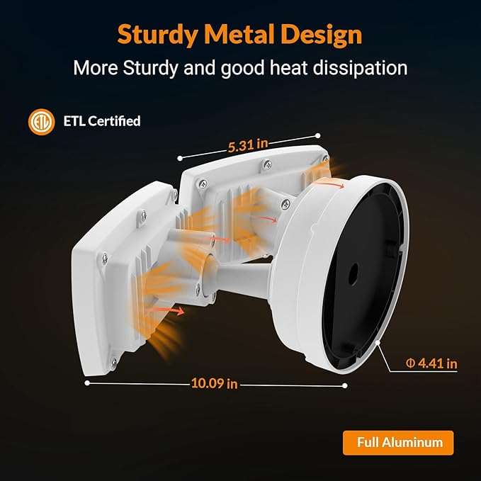 LEPOWER 2 Pack 28W 3000LM ‌LED Security Flood Light‌ ‌Outdoor‌, Switch Controlled Aluminum ‌Security Light‌, 2 Adjustable Heads, 5500K Daylight, Wet Location for Patio, Garden, Yard Lights