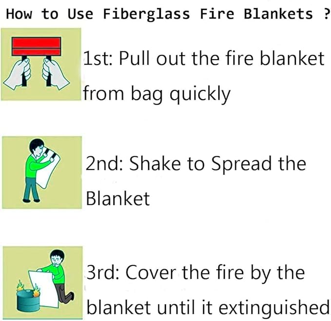 Fire Blanket for Home Emergency Survival – Fiberglass Suspend Fire Flames Suspension Blankets for Home and Kitchen School Grill Garage House Warehouse Safety (2pcs-FireBlankets)